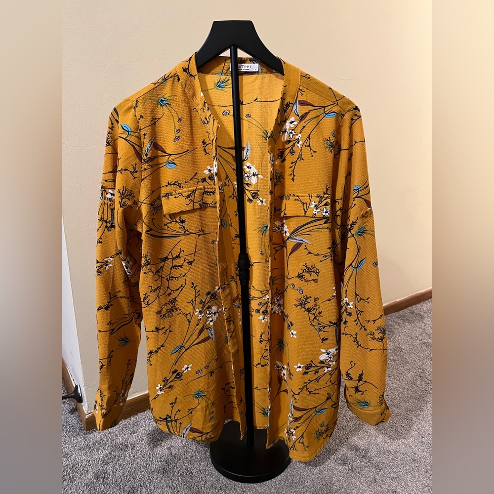 Stitch Fix Soteer Floral Mustard Women's Blouse